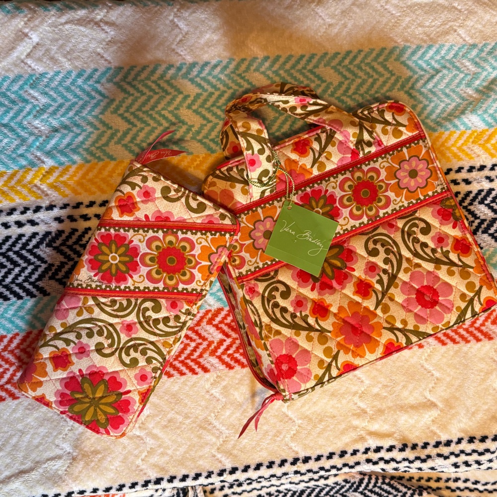 Vera Bradley travel wallet and tech/cord organizer
